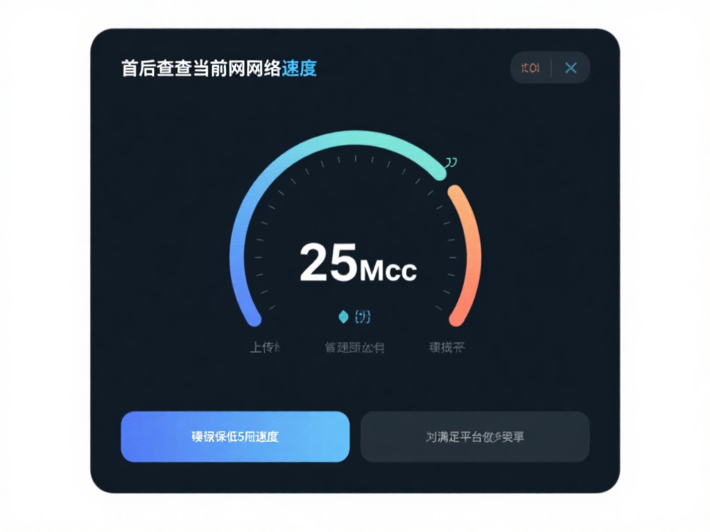 首先检查当前网络速度，使用测速工具确认上传和下载速